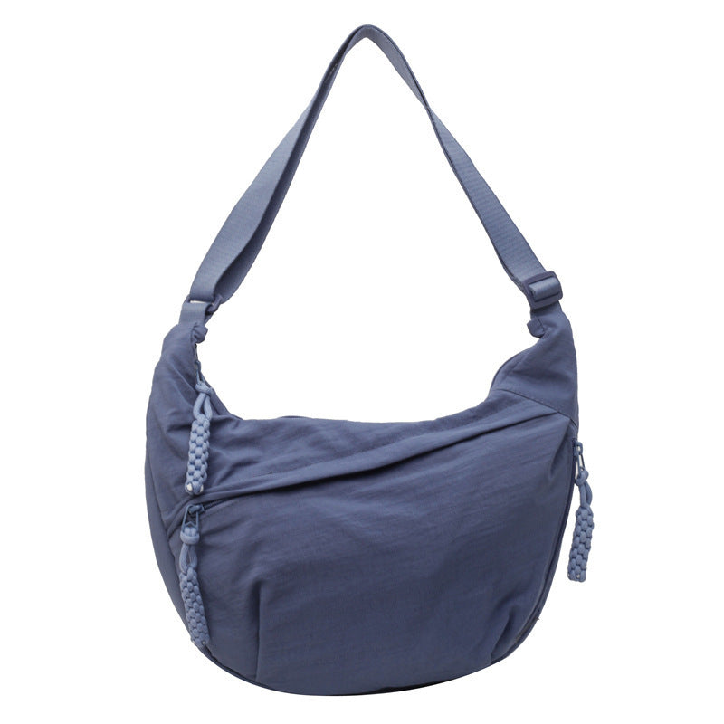 Black Crossbody Moon Sling Bag Casual Nylon Shoulder Purse