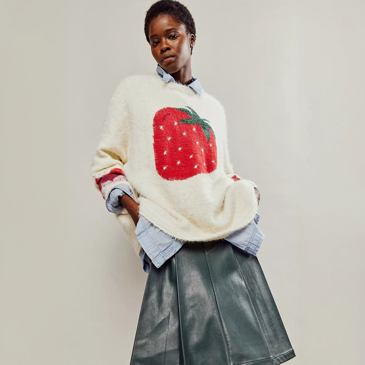 Cozy Oversized Pumpkin Fuzzy Knit Sweater