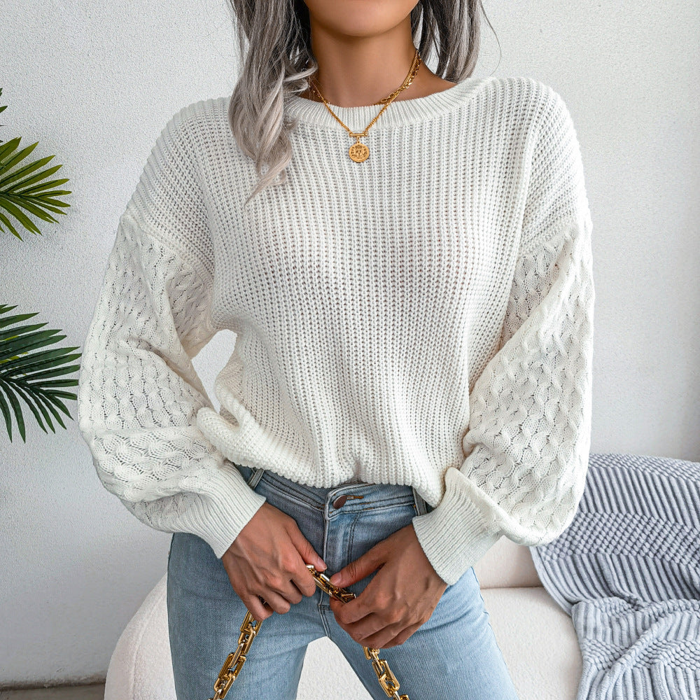 2025 Fall/Winter Casual Lantern Sleeve Knit Sweater