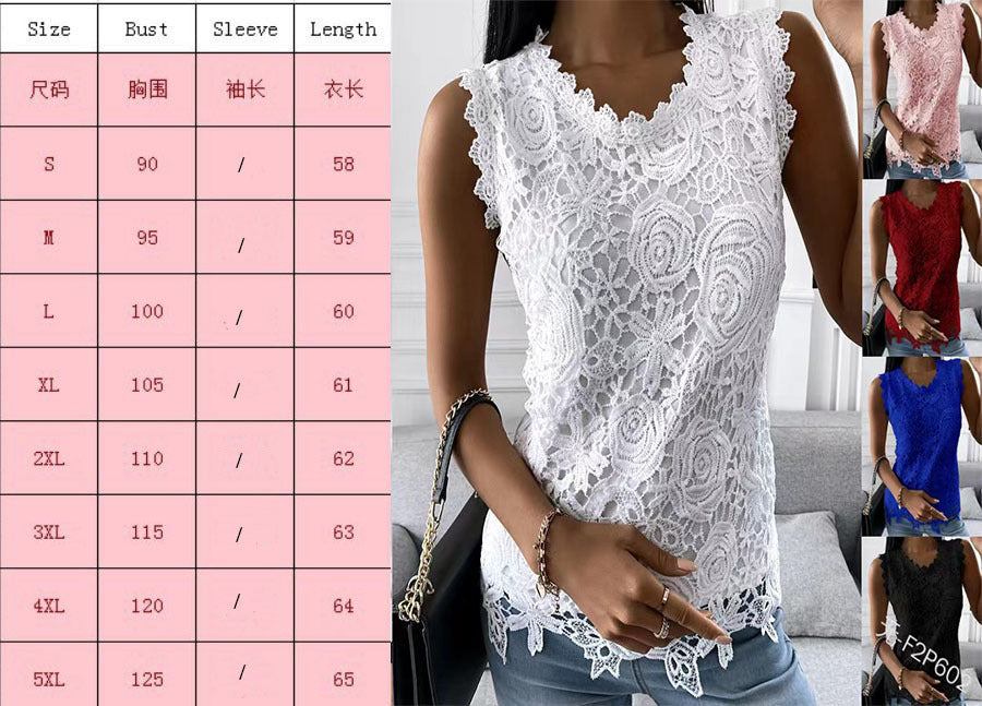 Women's Lace Long Sleeve Scalloped Neck Blouse