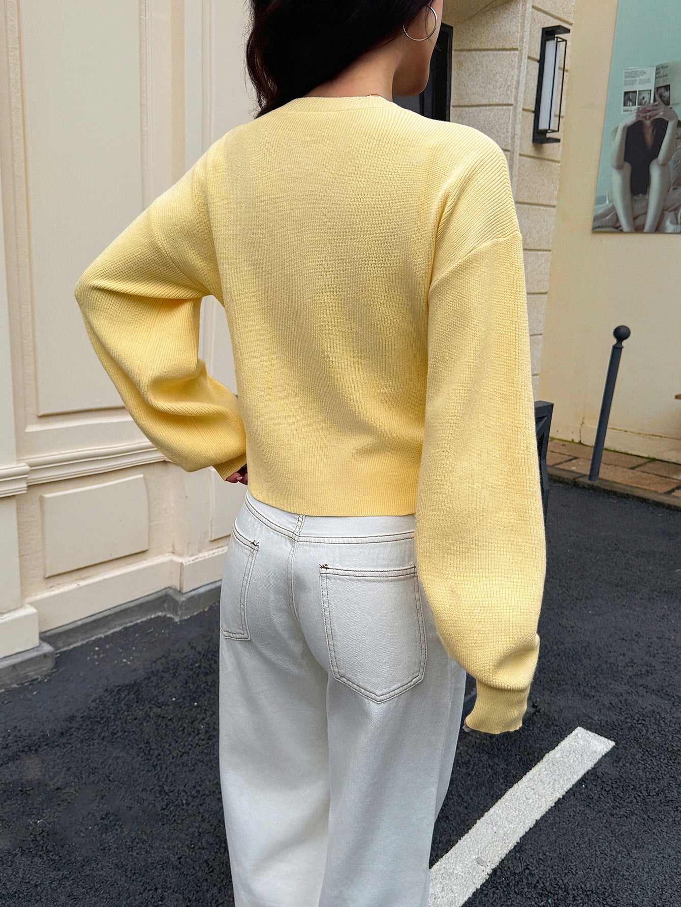 Button Front Long Sleeve Knit Cardigan Sweater Women