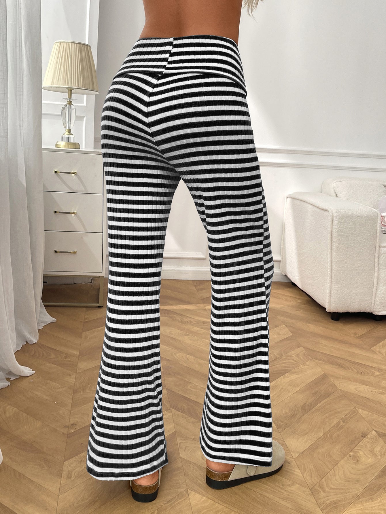 2025 Fall/Winter Y2K Striped Lounge Pants – Casual Women’s Homewear