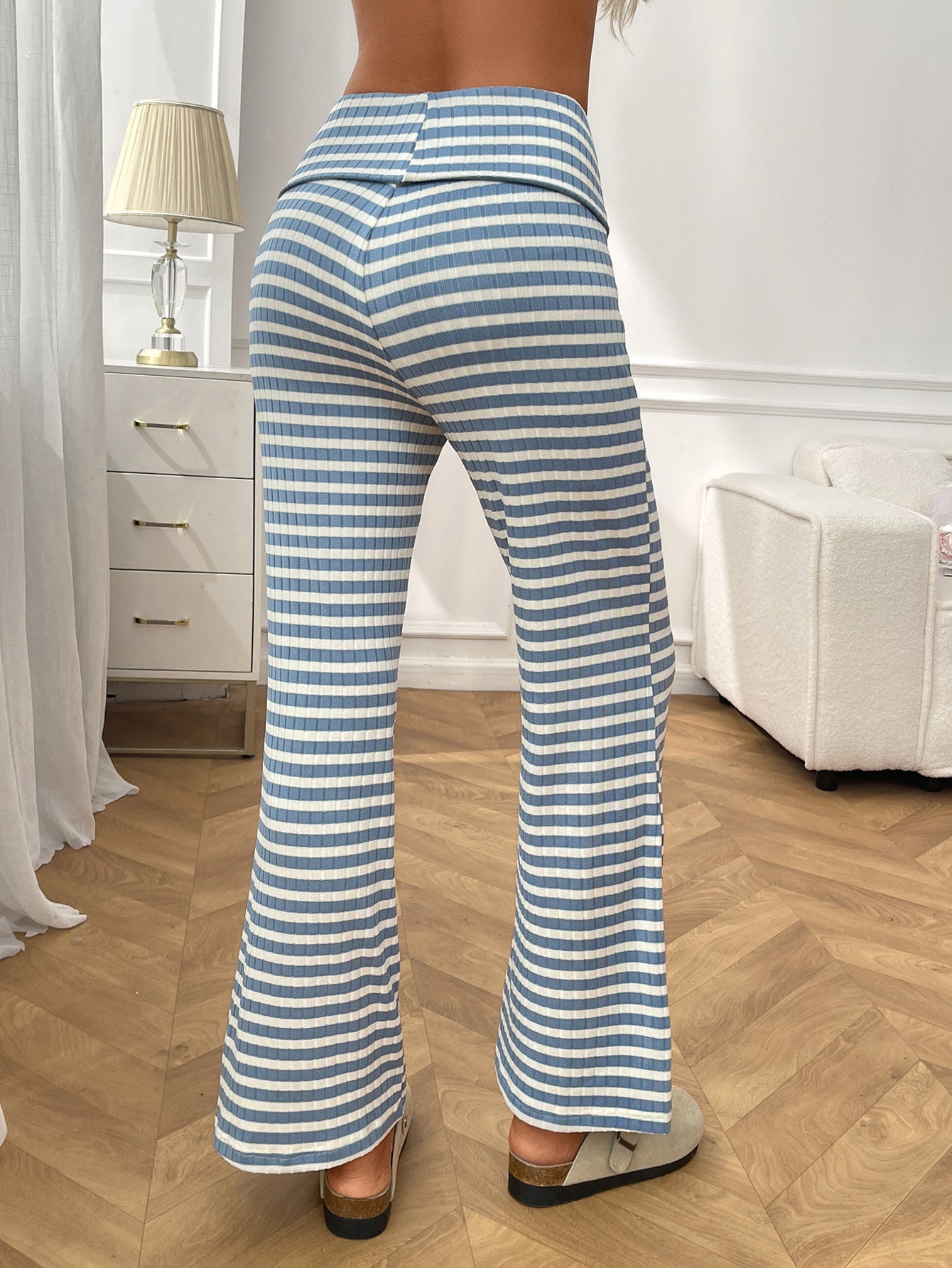 2025 Fall/Winter Y2K Striped Lounge Pants – Casual Women’s Homewear
