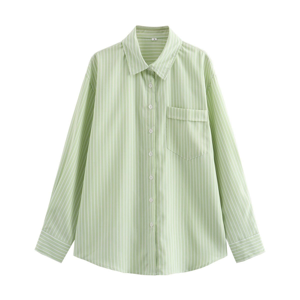 Women's Oversized Striped Button Up Pocket Shirt