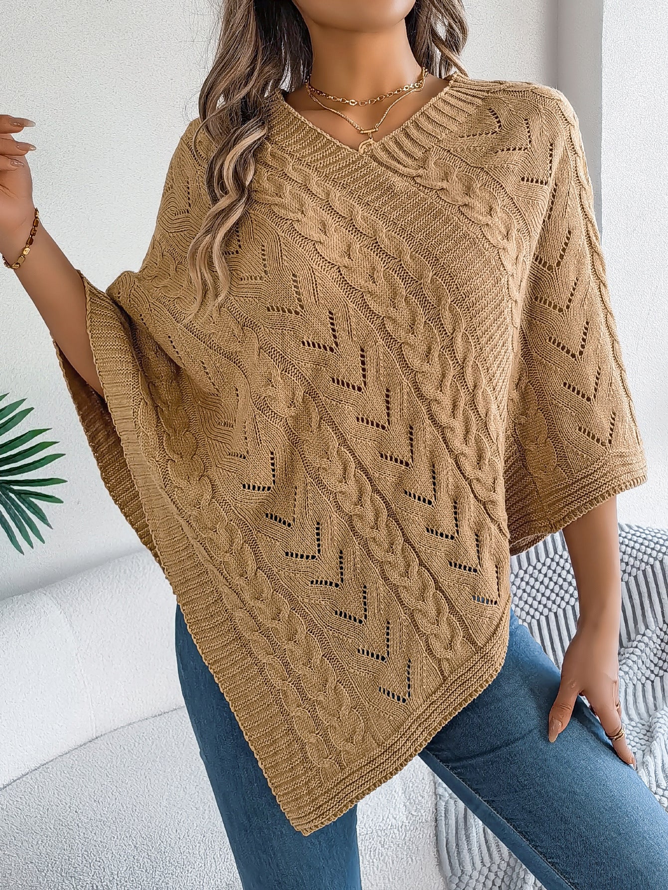 2025 Fall/Winter Cozy Poncho Knit Sweater Jacket