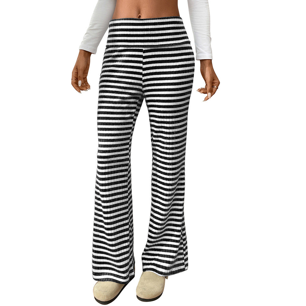 2025 Fall/Winter Y2K Striped Lounge Pants – Casual Women’s Homewear