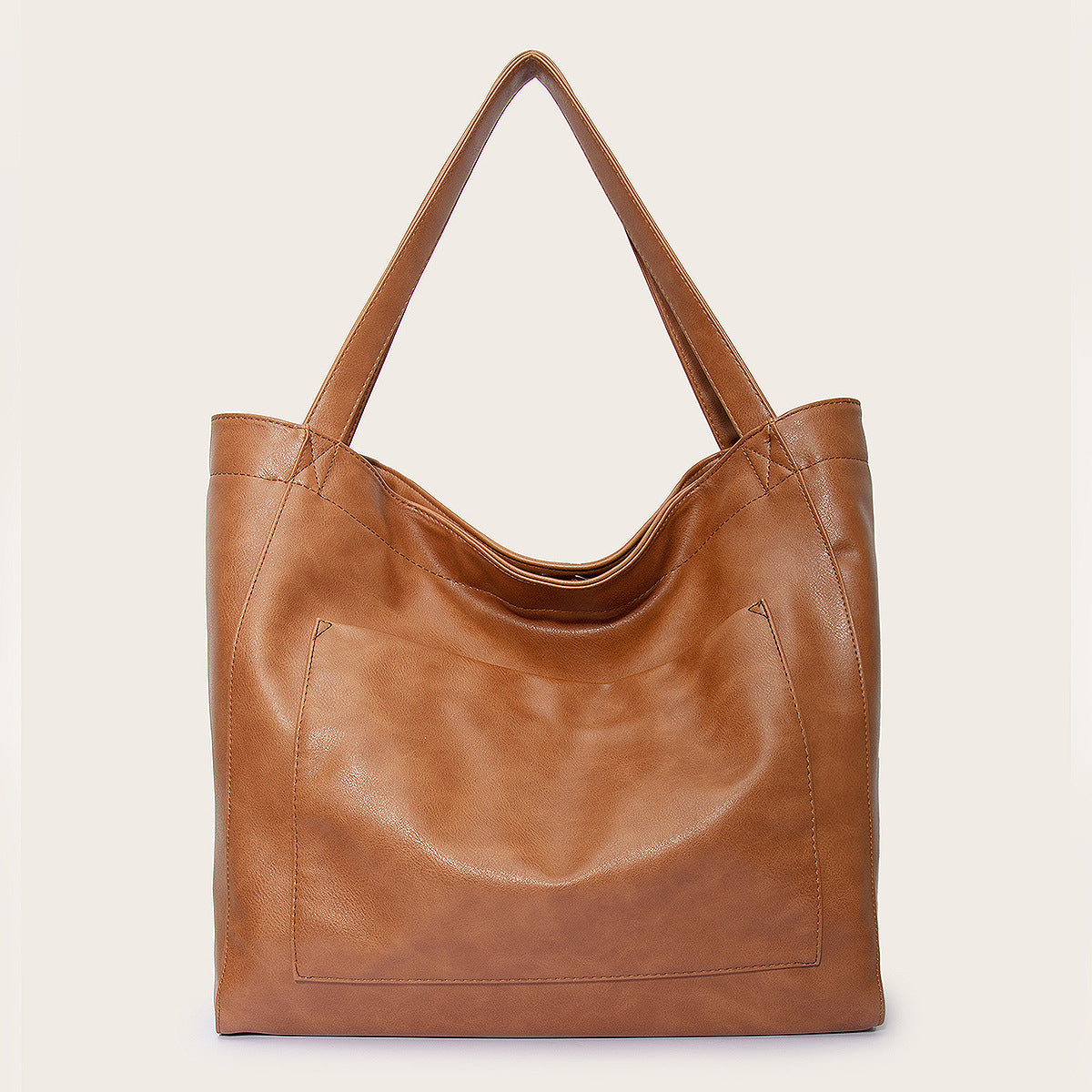 Vintage Soft PU Leather Large Tote Bag with Pocket