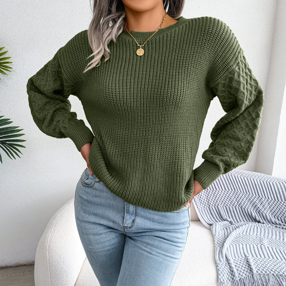 2025 Fall/Winter Casual Lantern Sleeve Knit Sweater