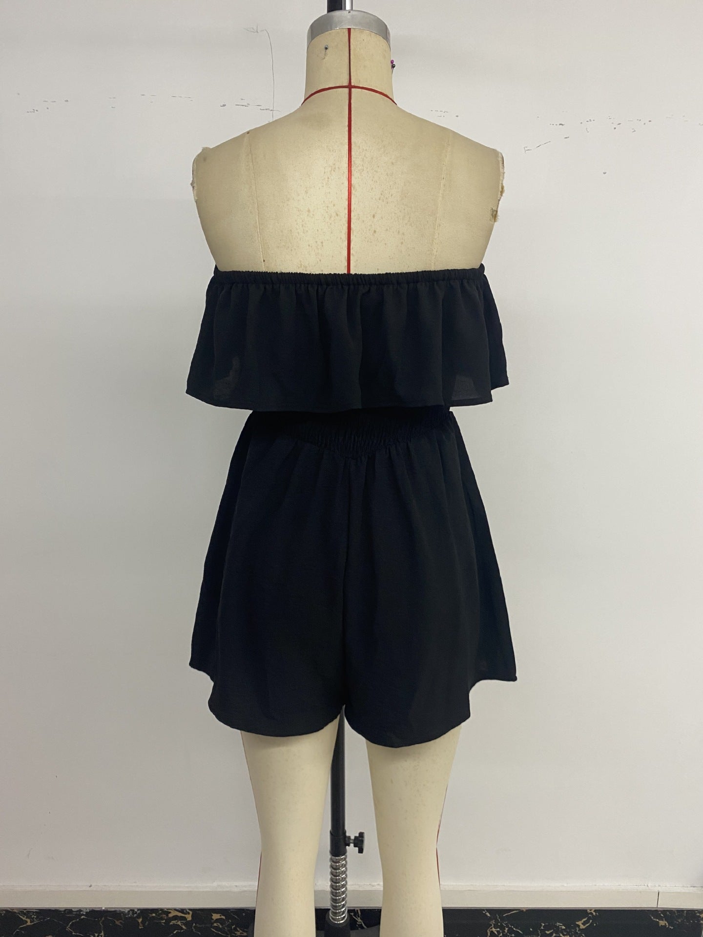 Ruffle Strapless Romper Smocked Waist Vacation Outfit