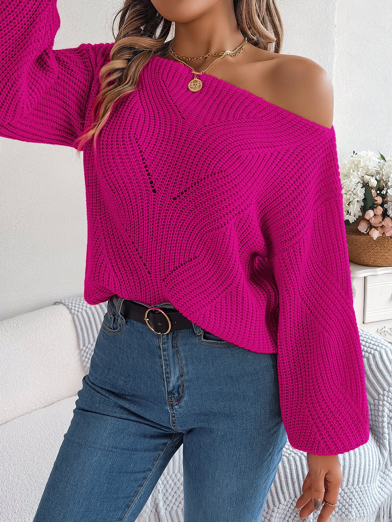 2025 Fall/Winter V-neck Cable Knit Pullover Sweater, Casual Stylish Sweater