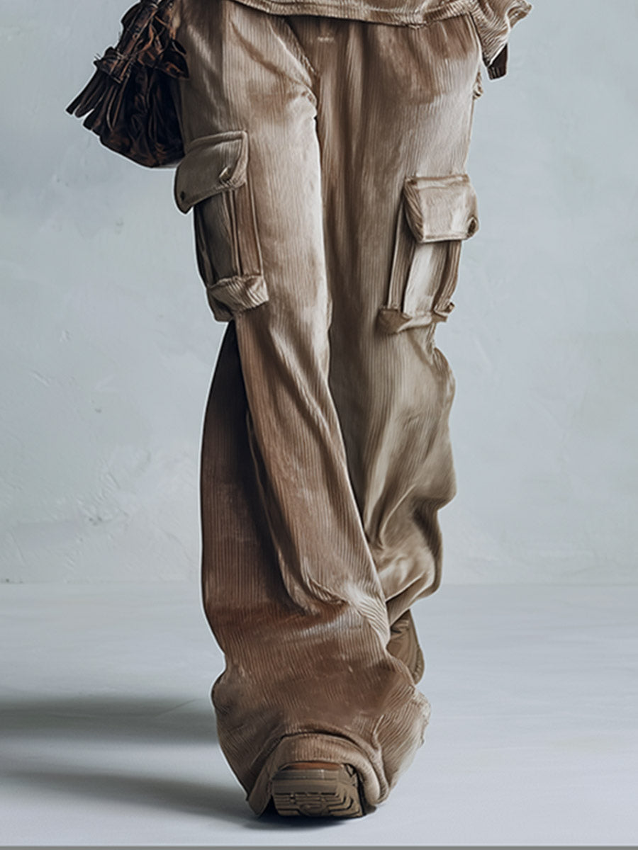 Women's Velvet Hoodie Cargo Pants Two Piece Set