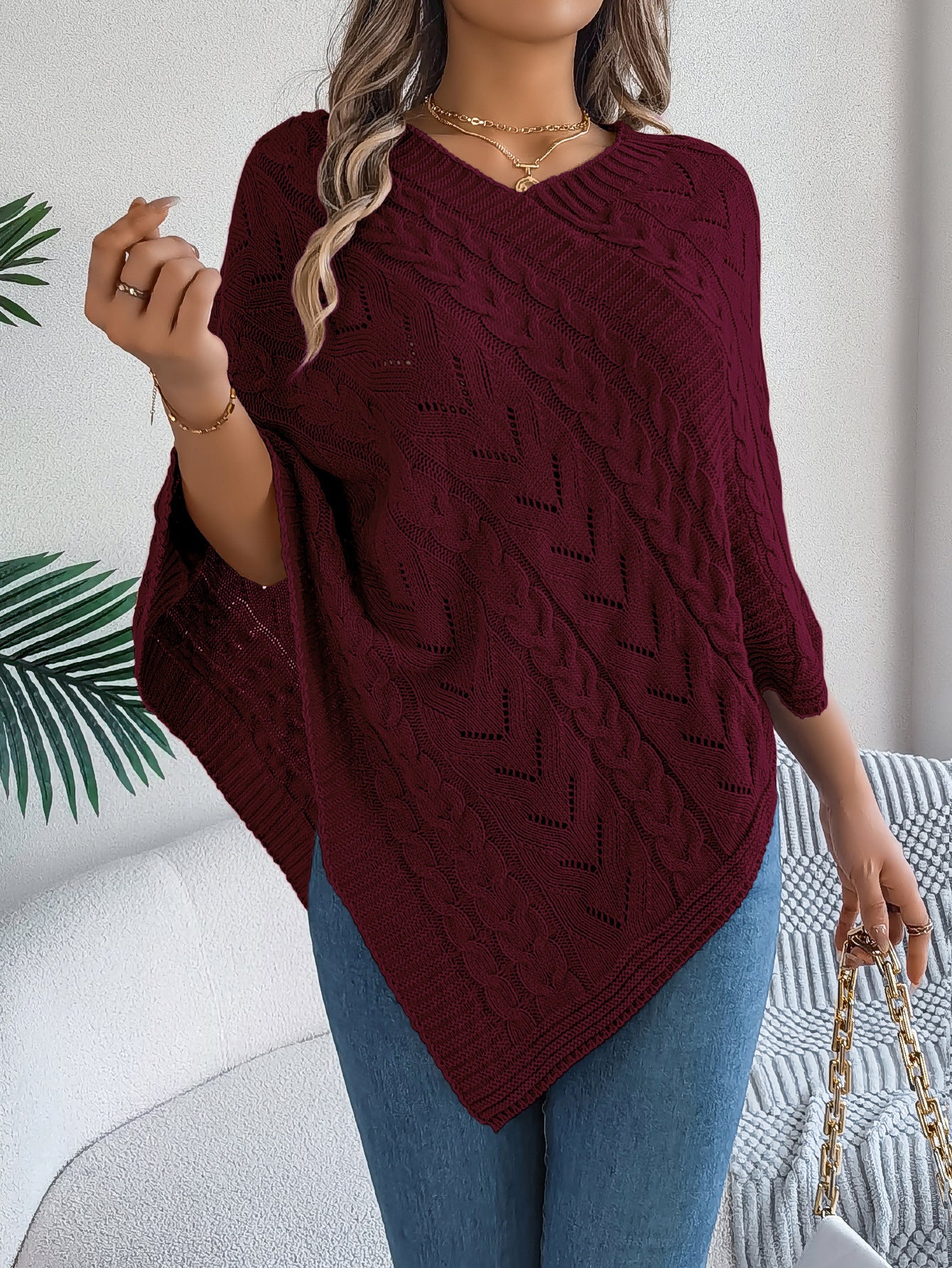 2025 Fall/Winter Cozy Poncho Knit Sweater Jacket