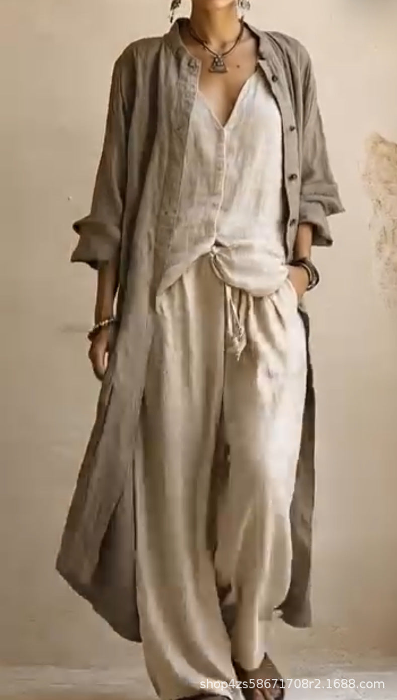 Minimalist 3 Piece Wide Leg Pants Matching Set
