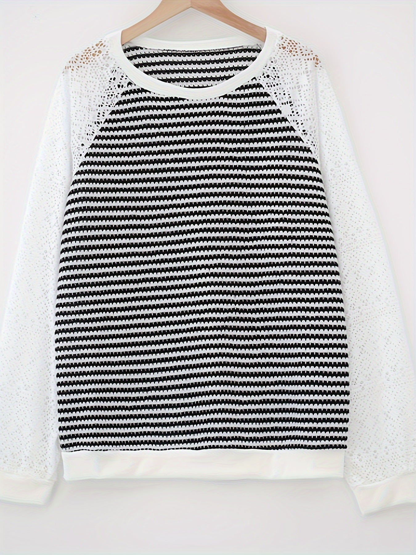 Women's Crochet Lace Sleeve Waffle Knit Top
