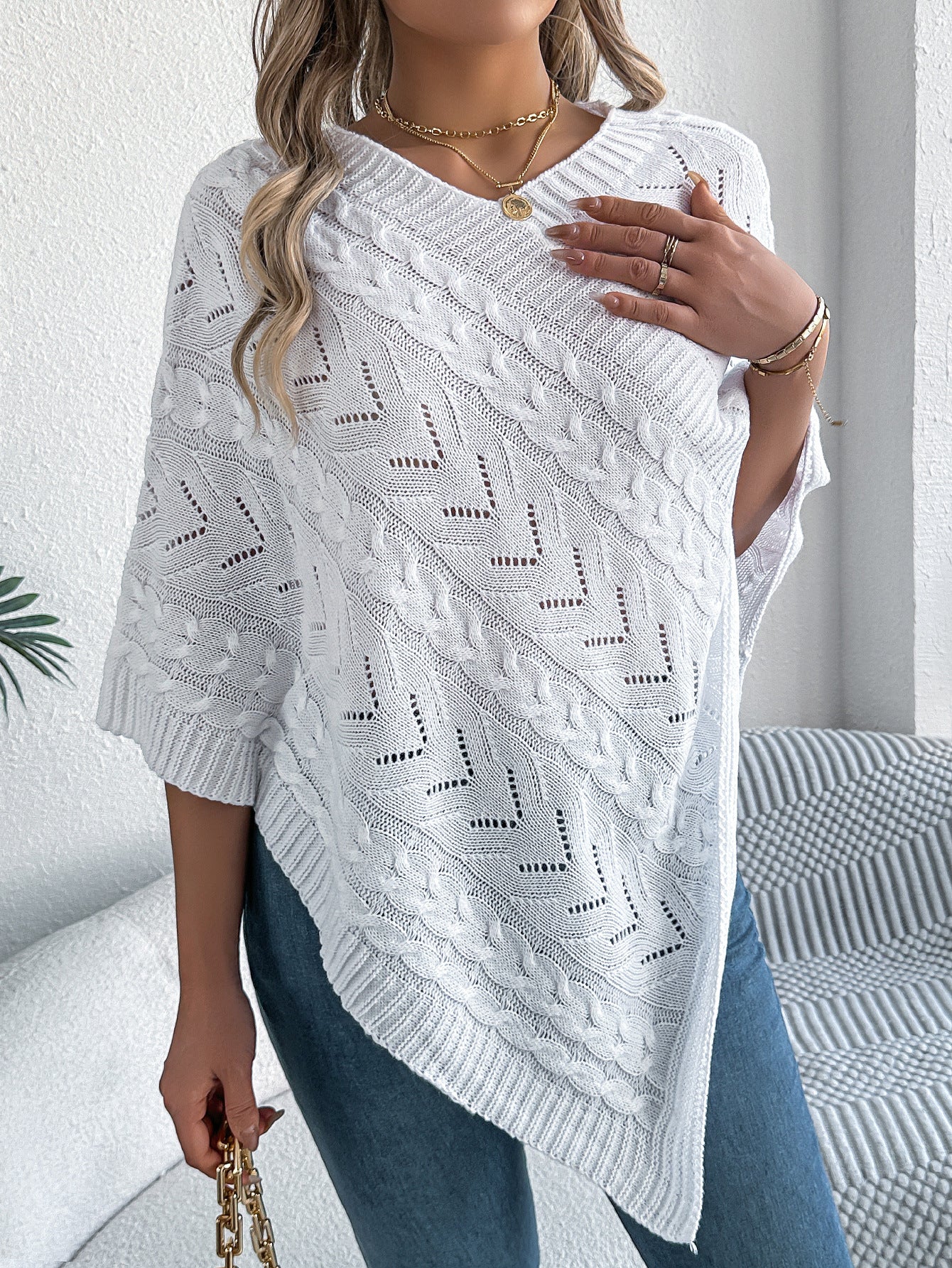 2025 Fall/Winter Cozy Poncho Knit Sweater Jacket