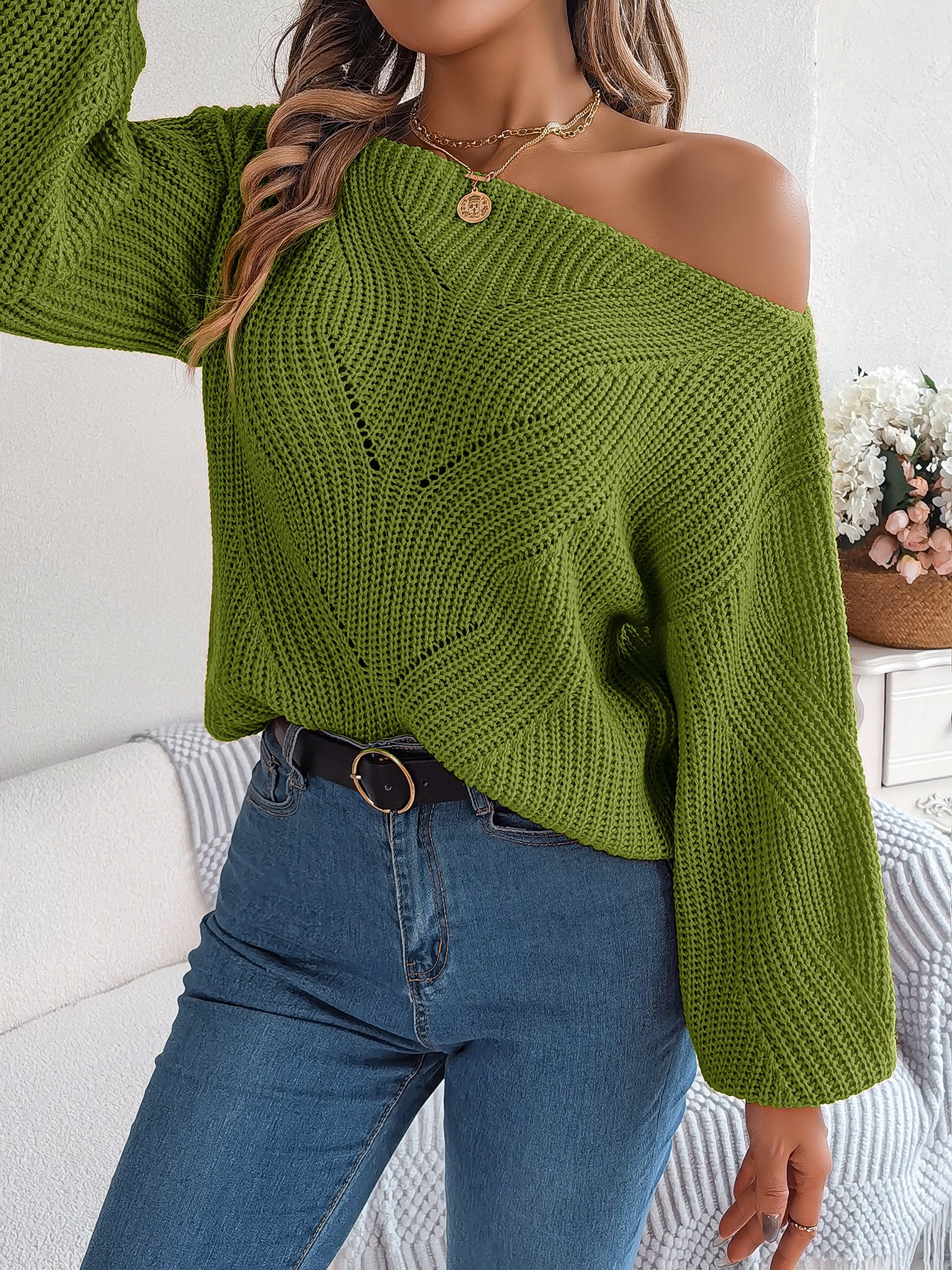 2025 Fall/Winter V-neck Cable Knit Pullover Sweater, Casual Stylish Sweater
