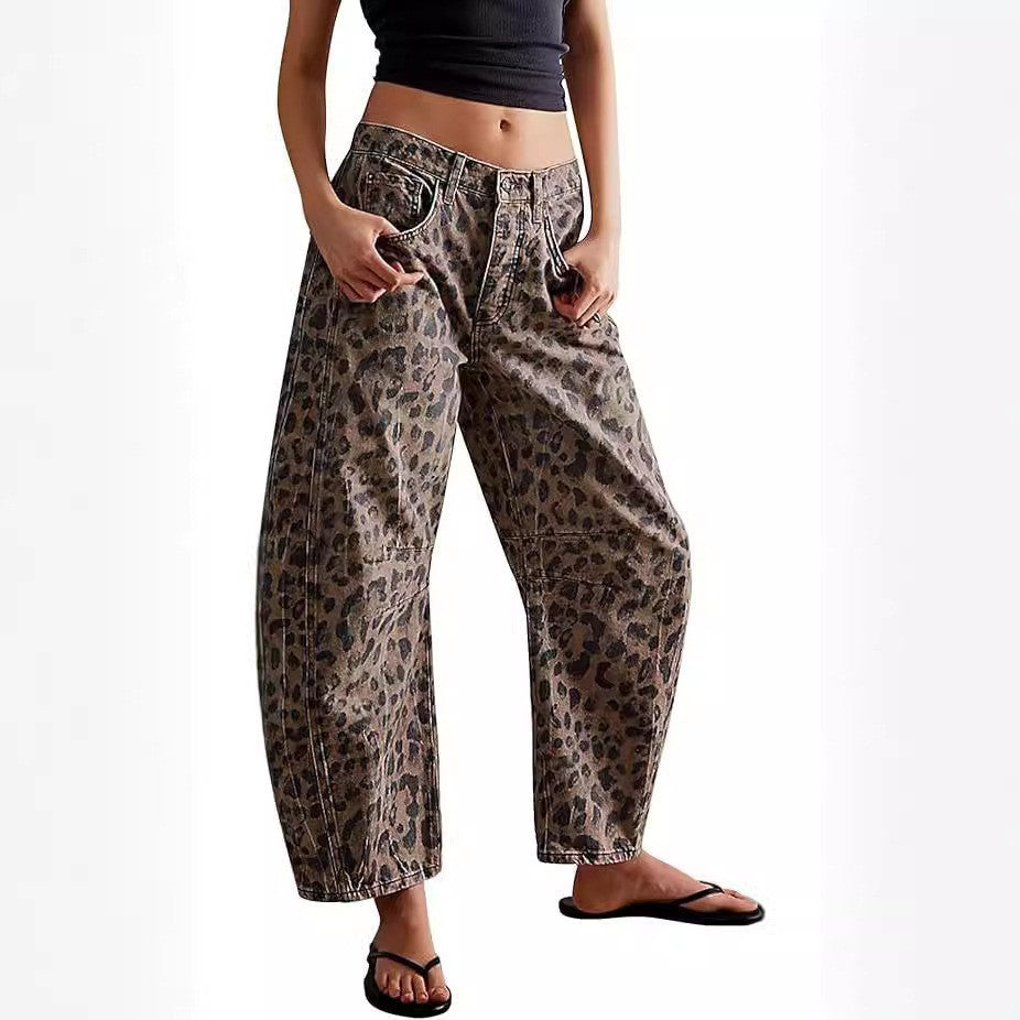 Washed Denim Wide Leg Jeans High Waist Loose Fit