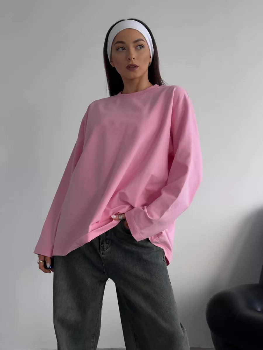 Heavyweight Cotton Long Sleeve Crewneck Oversized T Shirt