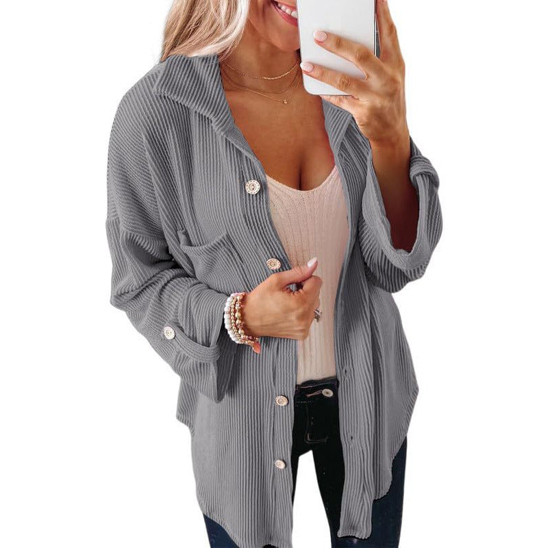 Women's Oversized Waffle Knit Button Down Shacket
