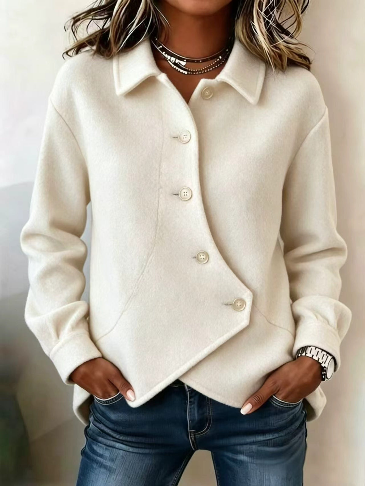Women's Asymmetrical Button Front Shacket