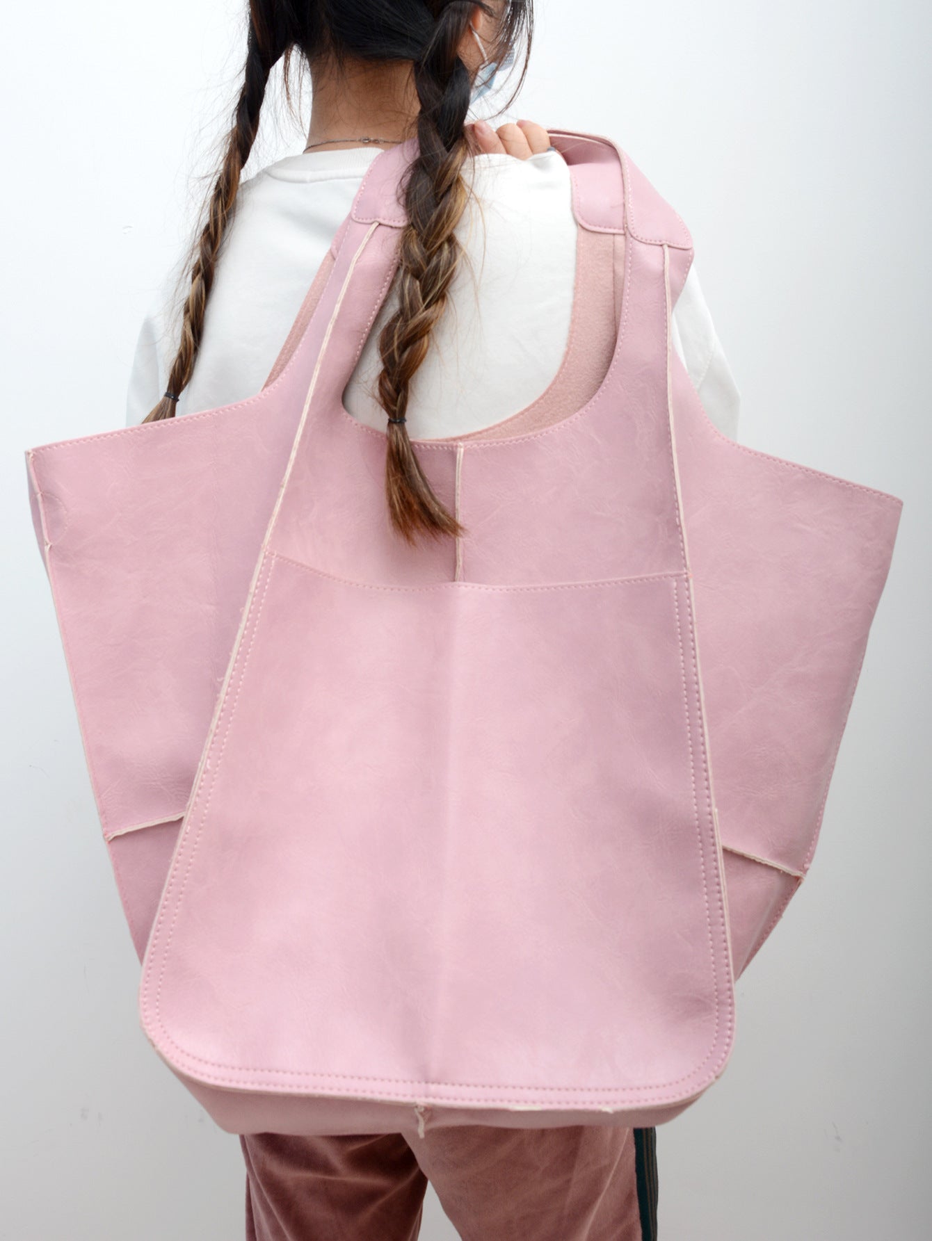 Large Soft PU Leather Tote Bag with Oversized Capacity