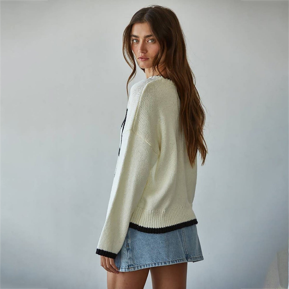 Women's Varsity Number Crewneck Knit Sweater
