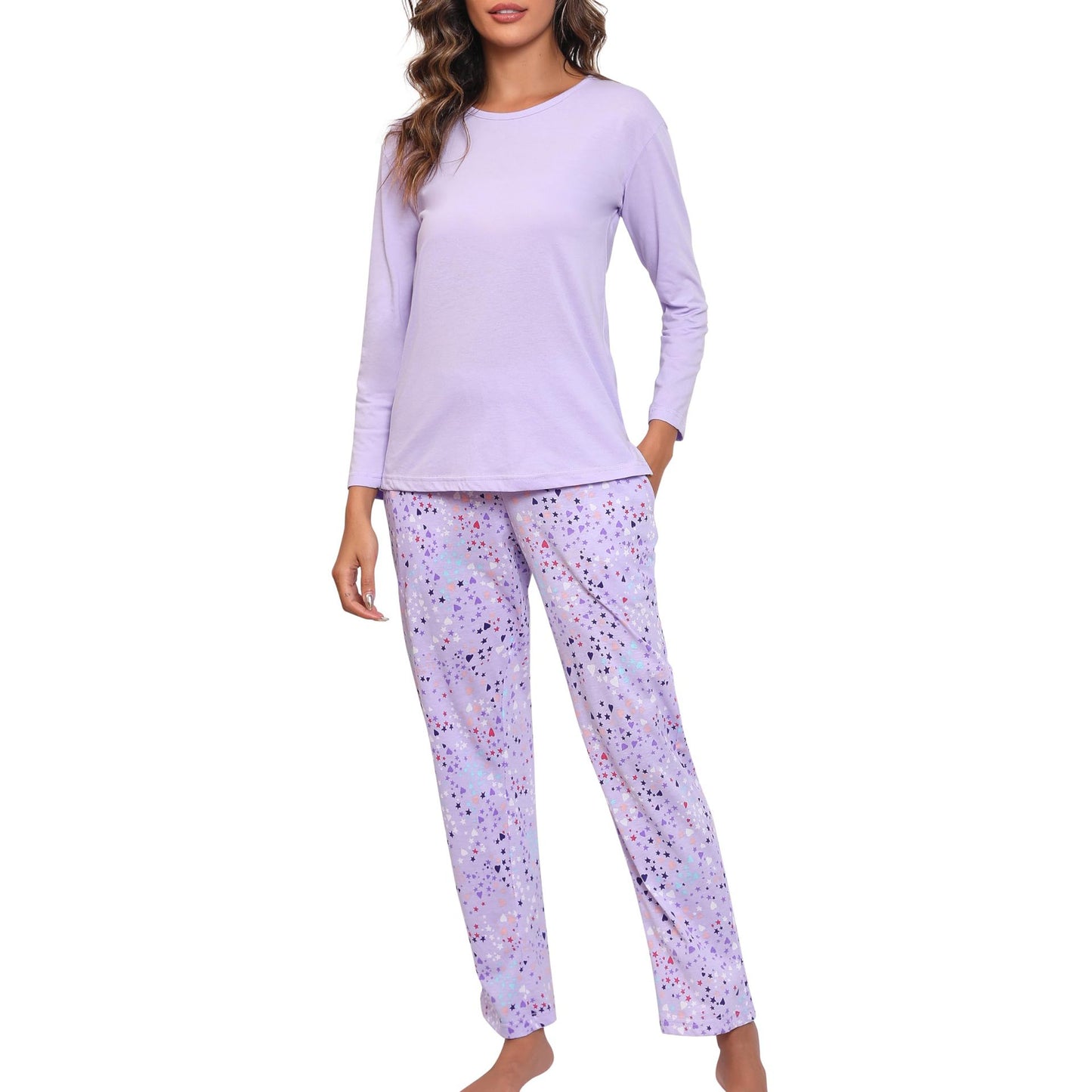 Women's Soft 2 Piece Pajama Set Long Sleeve Printed Pants