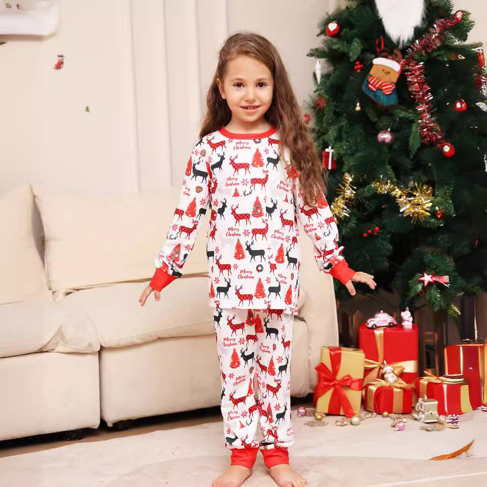 Alphabet Cartoon Deer Parent-child Dress Printed Loungewear Christmas Pajamas