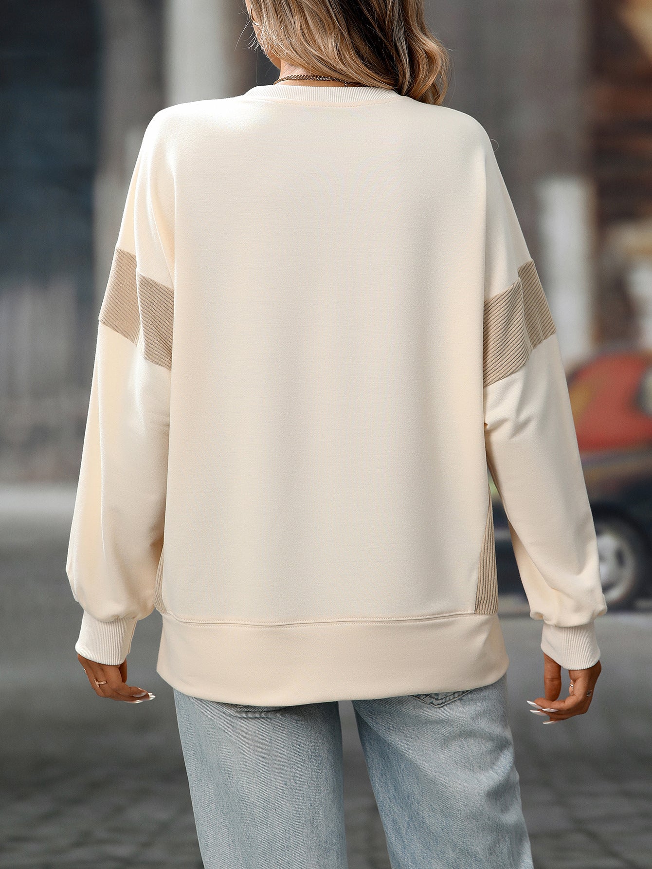 2025 Fall/Winter Colorblock Crew Neck Sweatshirt – Loose Casual Pullover