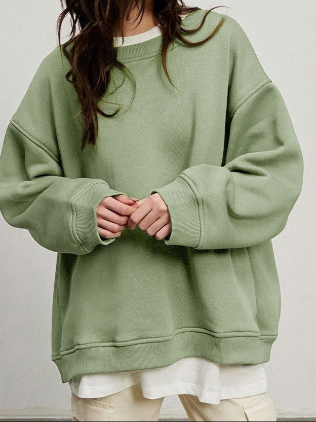 Women's Oversized Fleece Crewneck Sweatshirt Streetwear
