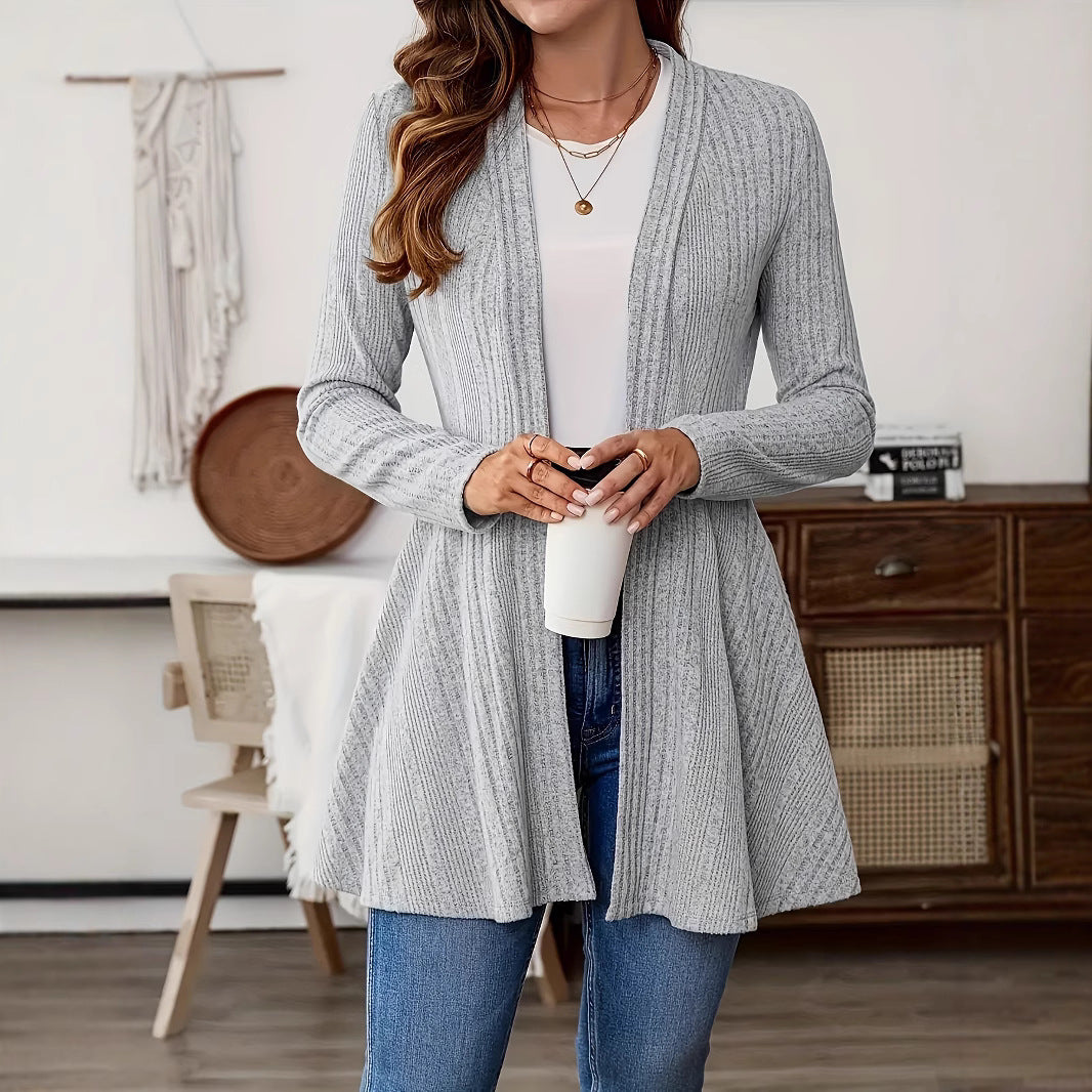 Women's Ribbed Long Cardigan Open Front Loose Fit