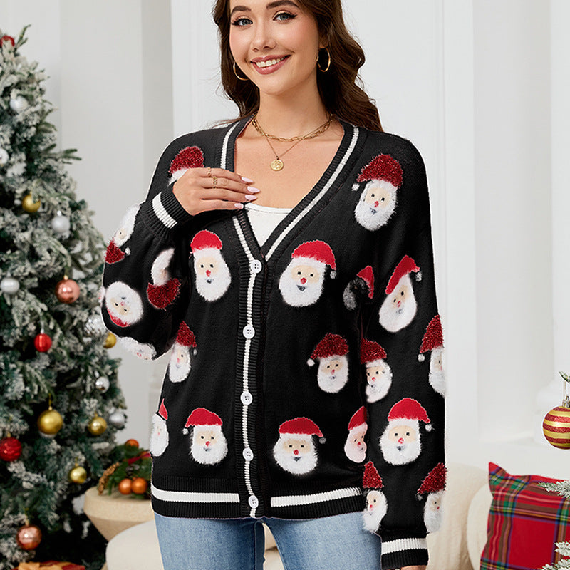Women’s Santa Claus Knit Cardigan Christmas Sweater
