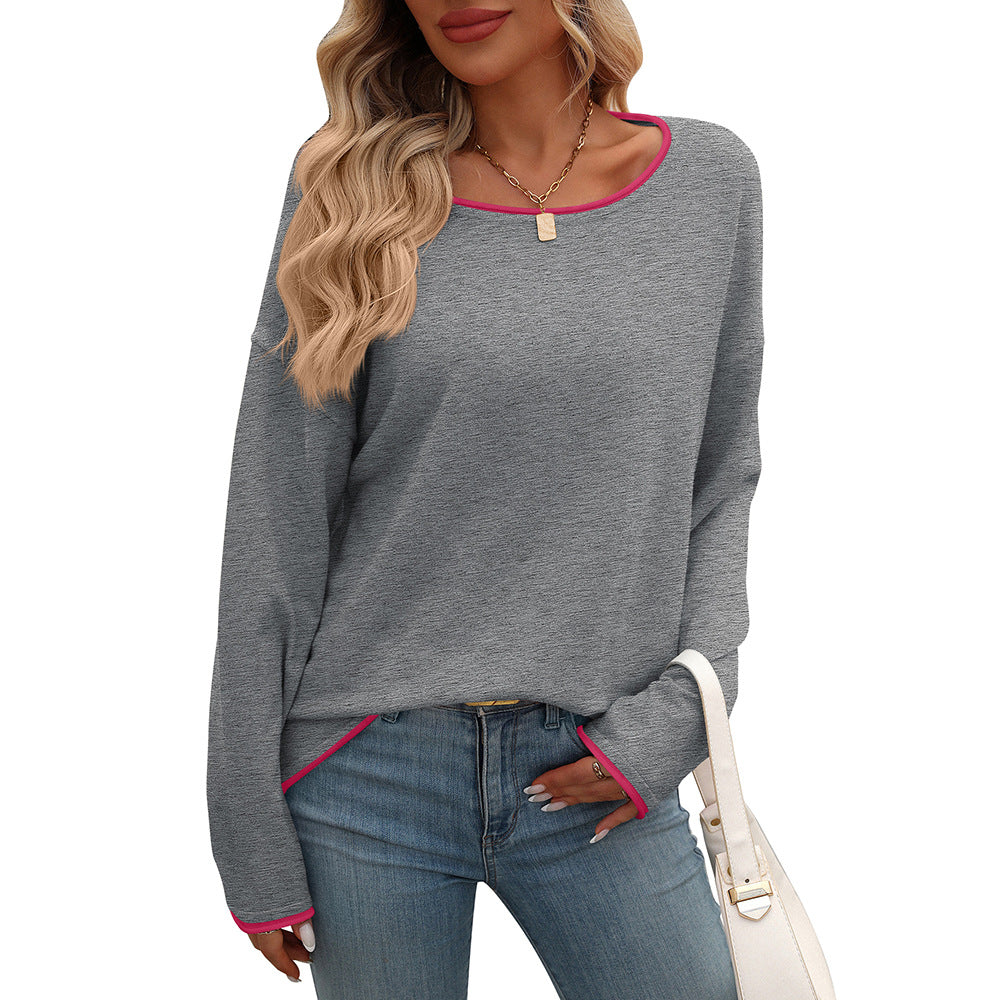 Colorblock Crew Neck Long Sleeve Casual Knit Sweater