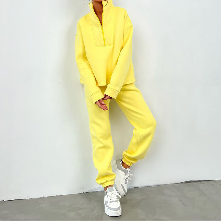 Women's Oversized Quarter Zip Tracksuit Set
