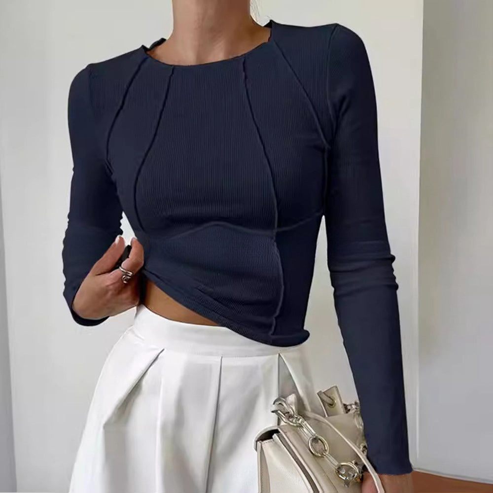 Women's Ribbed Corset Long Sleeve Crop Top