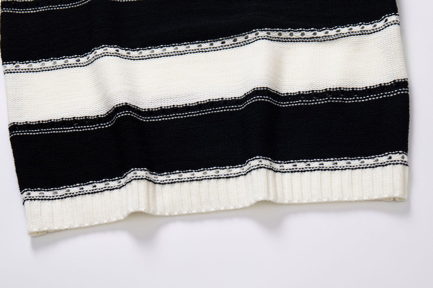 Women's Off Shoulder Striped Crochet Knit Sweater