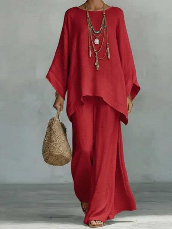 Women's Linen Wide Leg Pants Matching Set