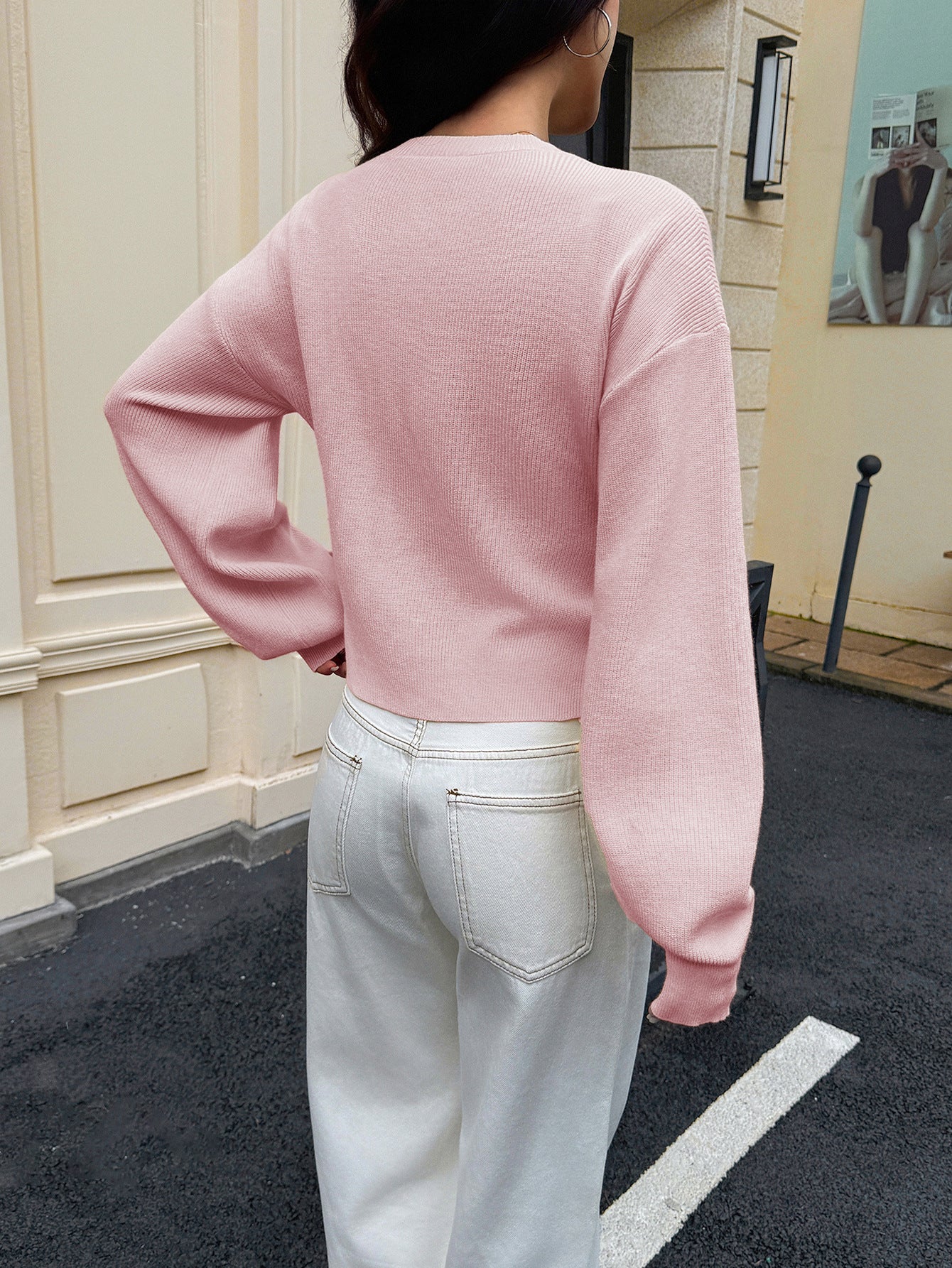 Button Front Long Sleeve Knit Cardigan Sweater Women