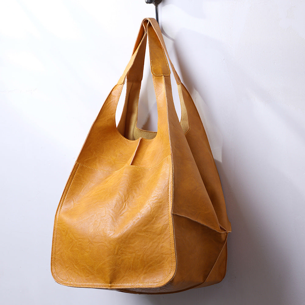 Large Soft PU Leather Tote Bag with Oversized Capacity