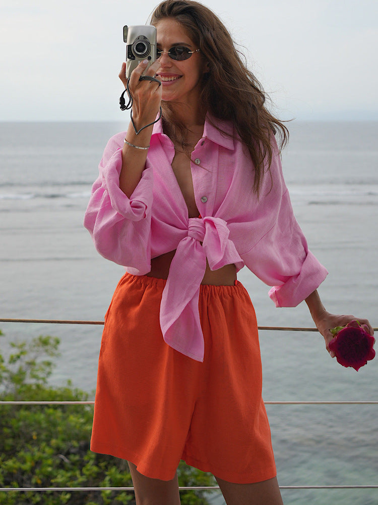 Women's Oversized Button Down Shirt Long Sleeve Blouse