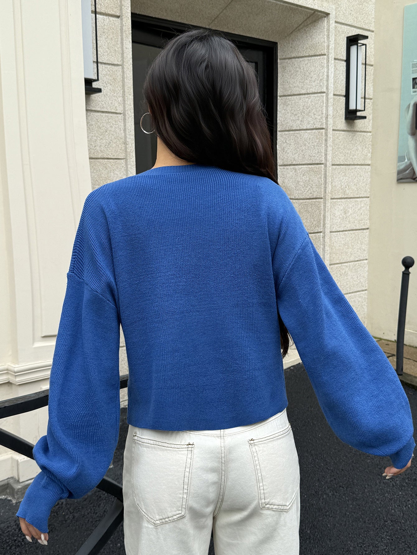 Button Front Long Sleeve Knit Cardigan Sweater Women