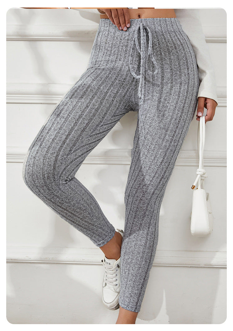 Women's Ribbed High Waisted Yoga Leggings Butt Lifting