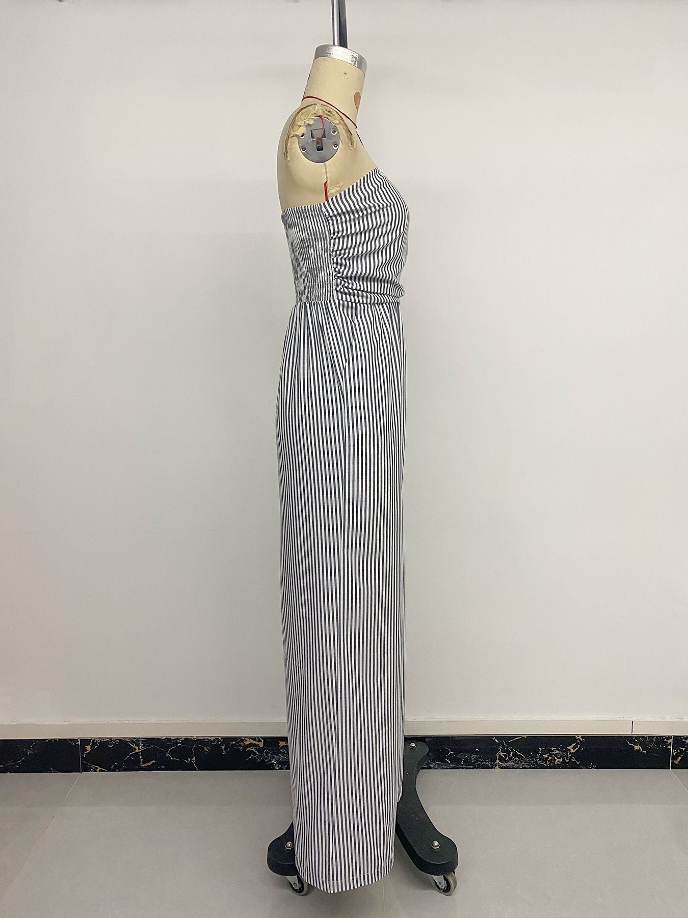 Striped Strapless Wide Leg Jumpsuit Resort Lounge Wear