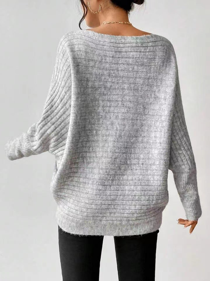 Women's Cozy Oversized Batwing Boat Neck Sweater