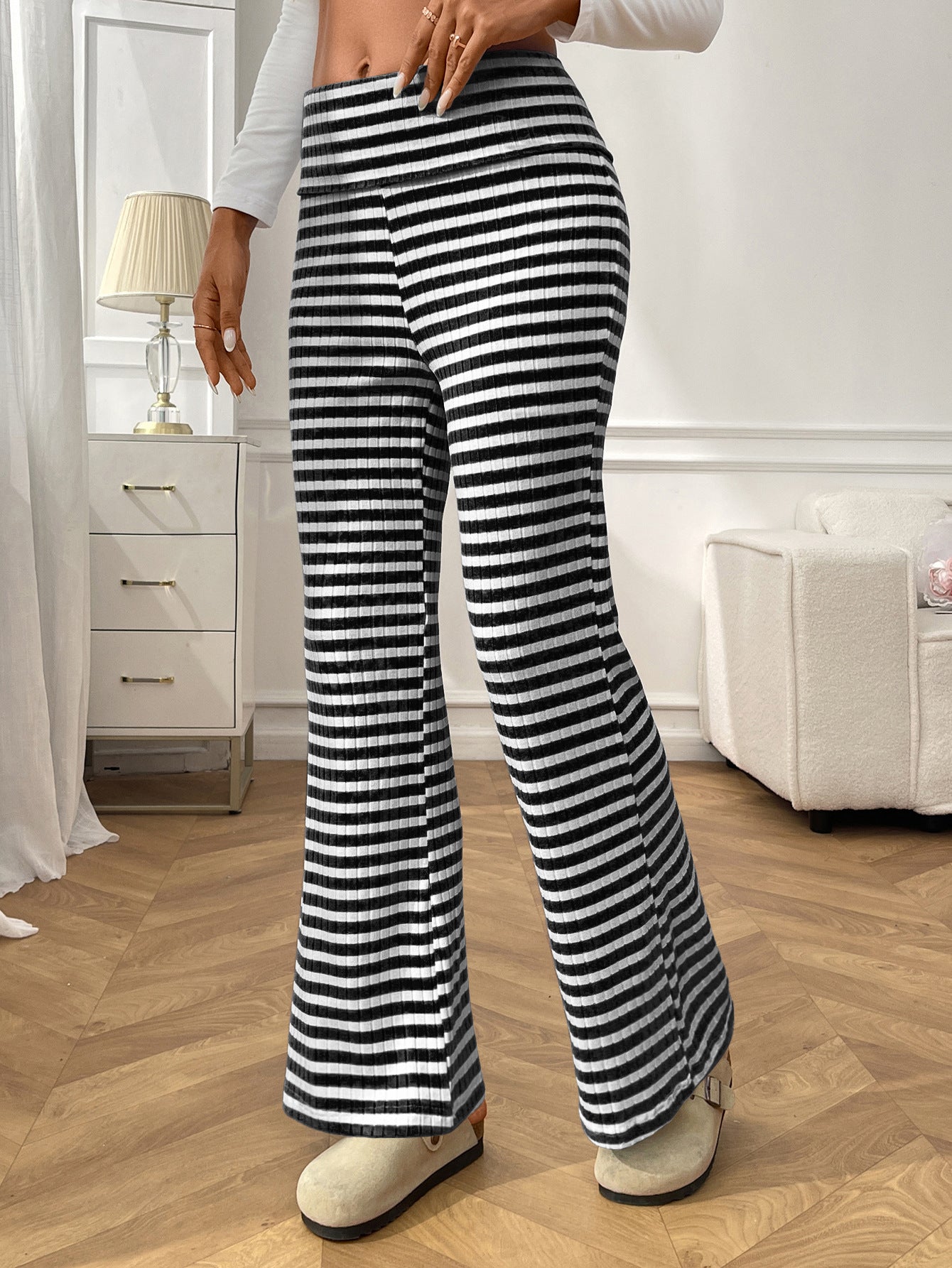 2025 Fall/Winter Y2K Striped Lounge Pants – Casual Women’s Homewear