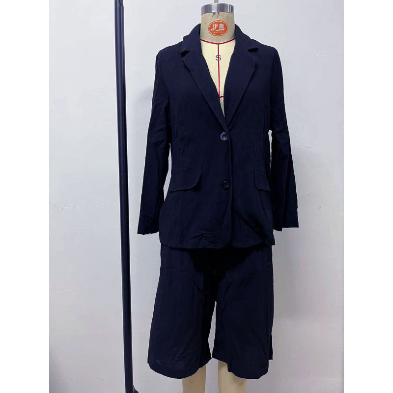 Women's Linen Blazer Bermuda Shorts Matching Set