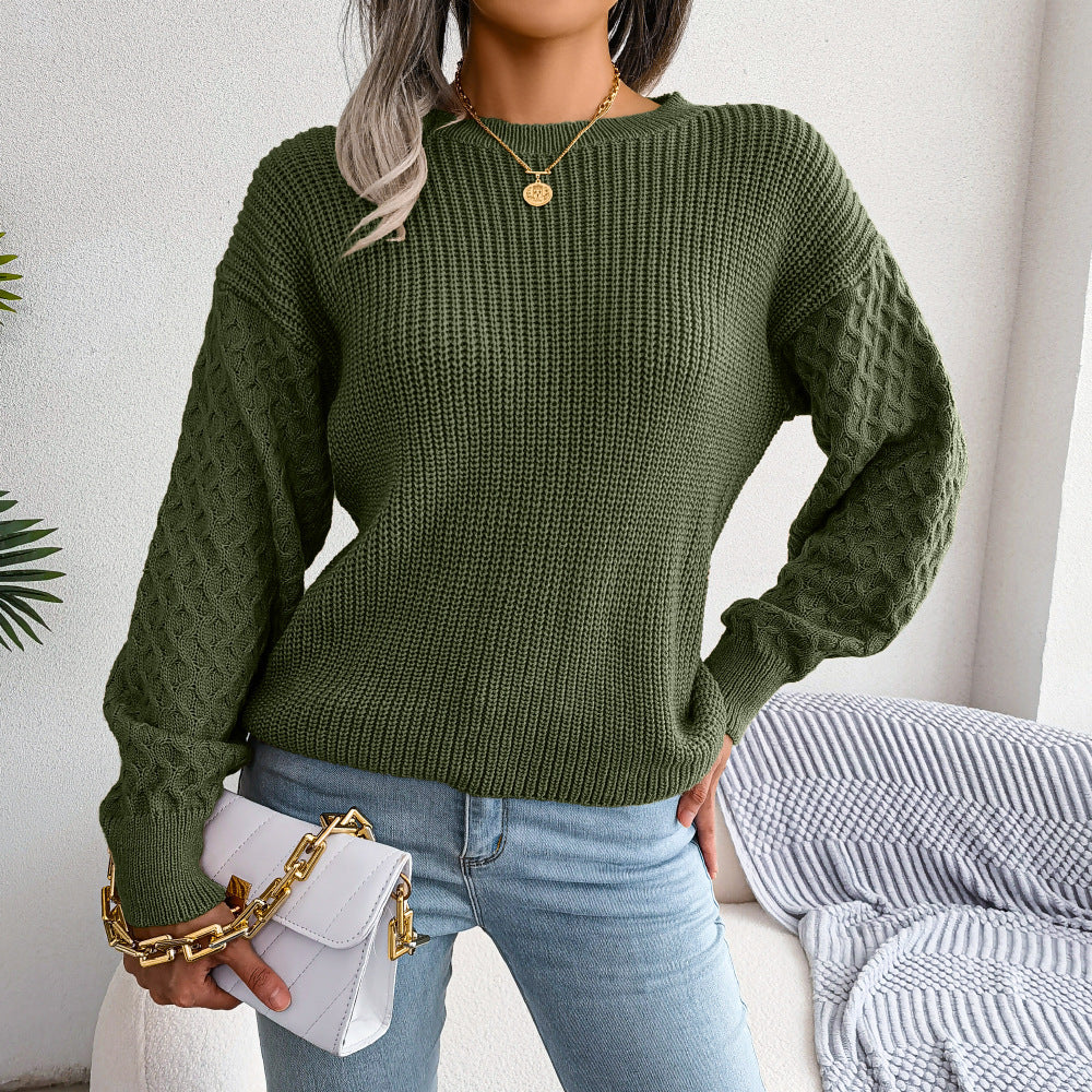 2025 Fall/Winter Casual Lantern Sleeve Knit Sweater