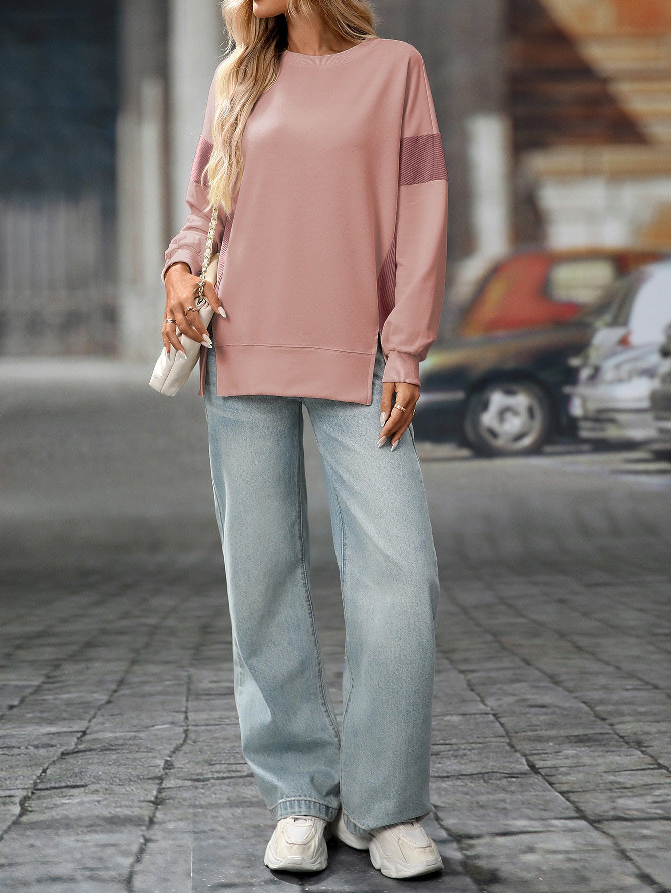 2025 Fall/Winter Colorblock Crew Neck Sweatshirt – Loose Casual Pullover