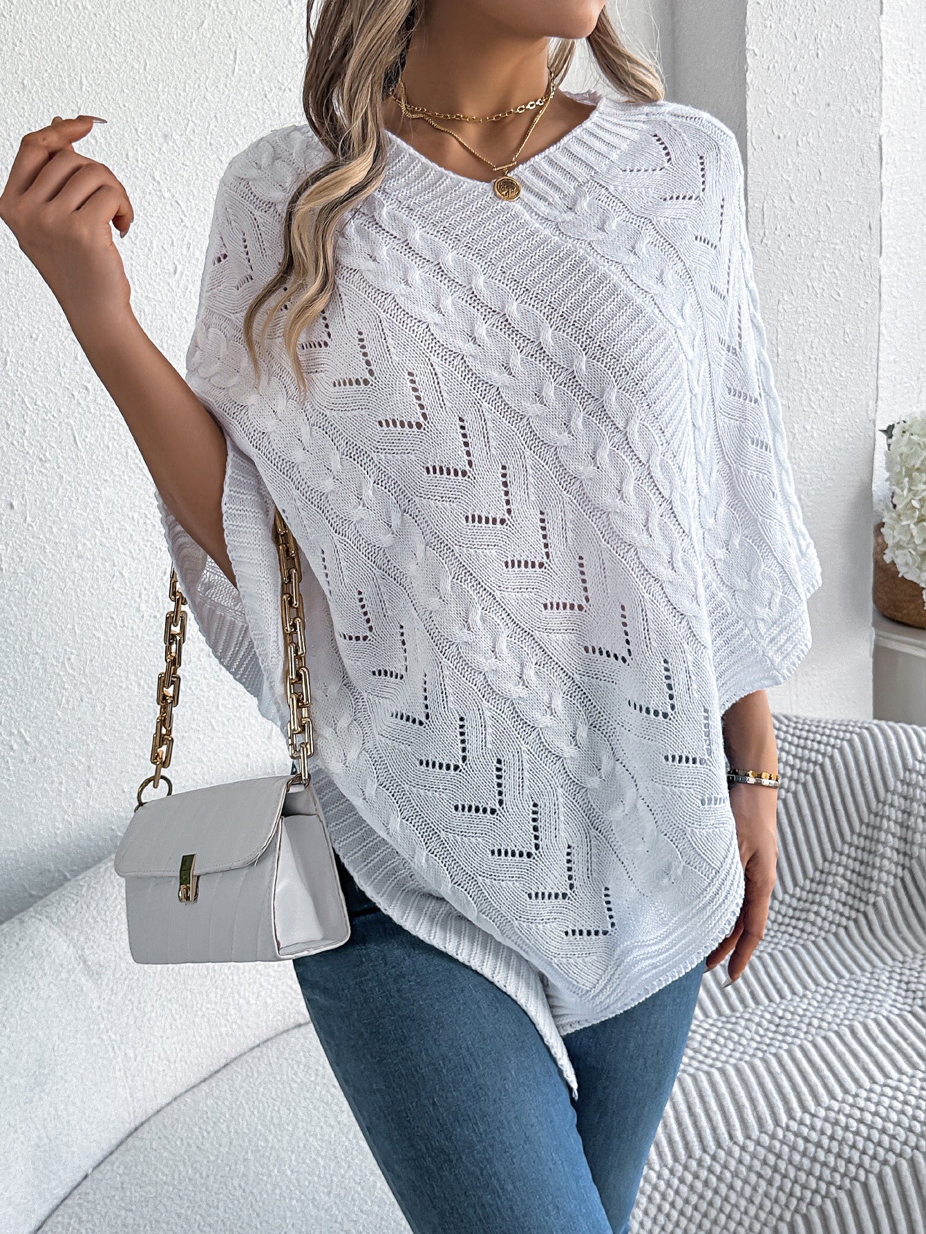 2025 Fall/Winter Cozy Poncho Knit Sweater Jacket