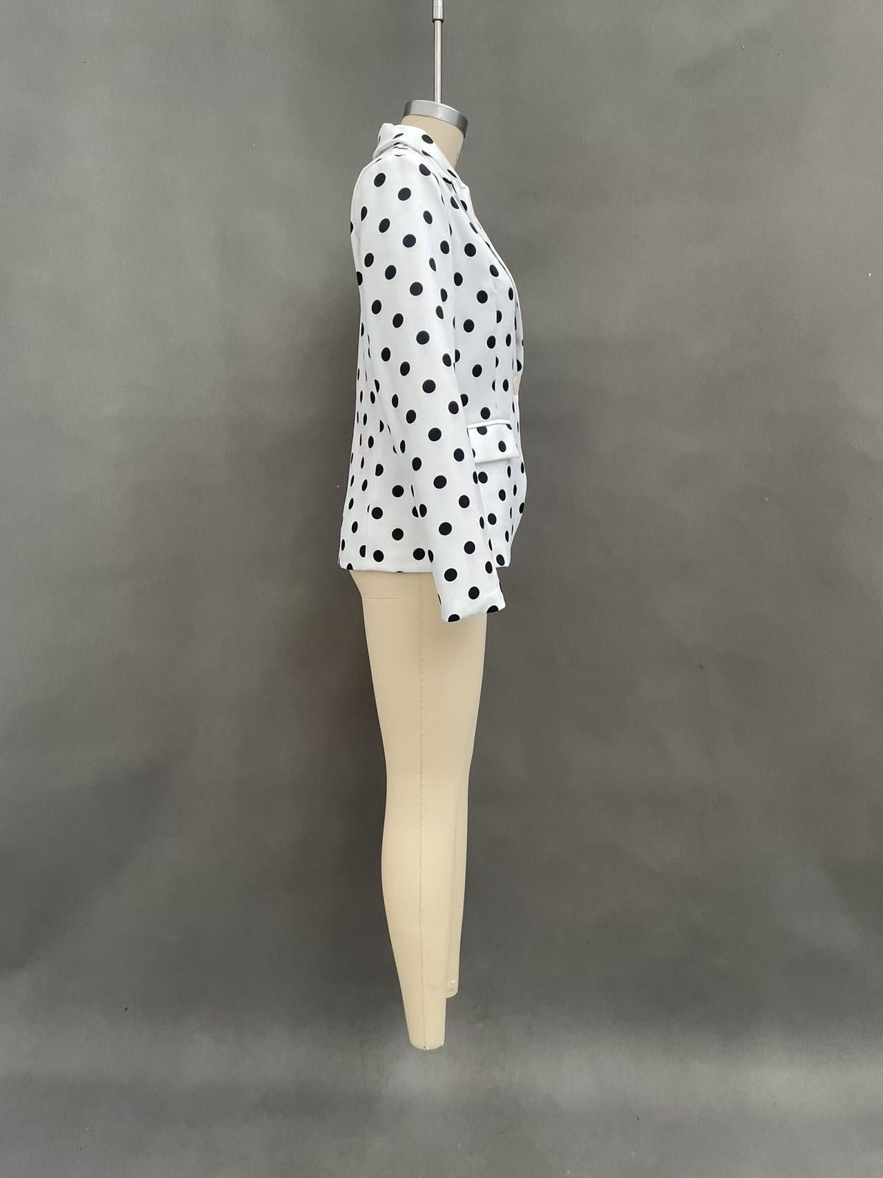 Women's White Polka Dot Tailored Blazer